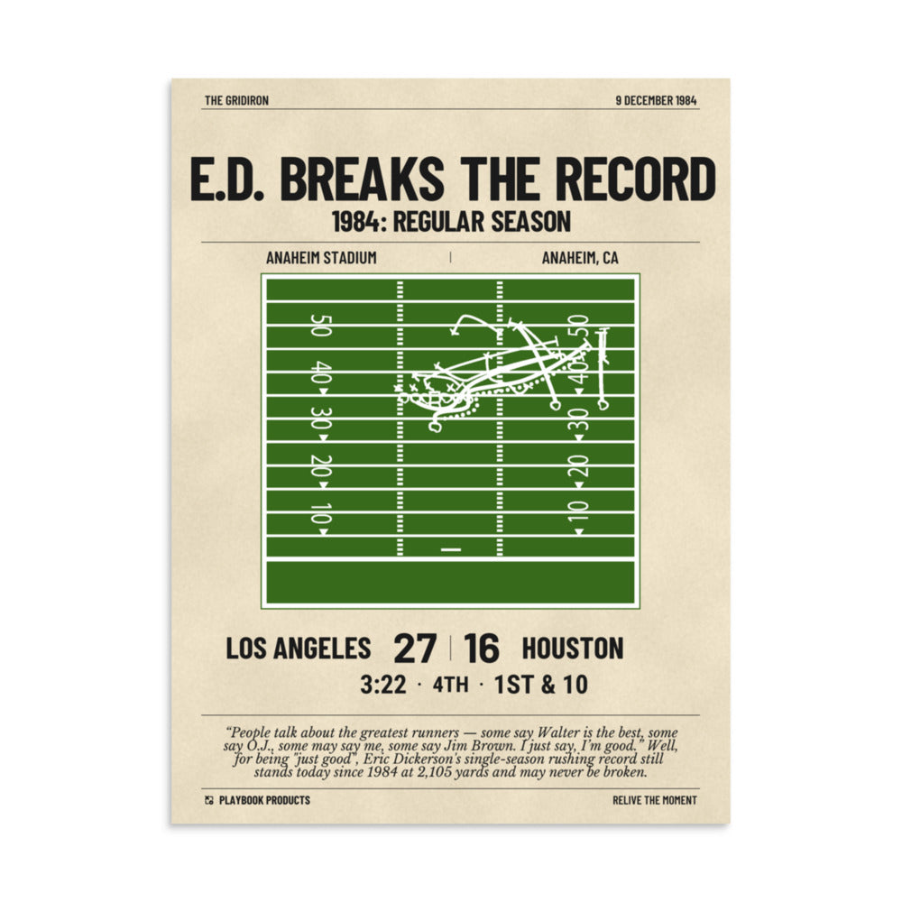 Greatest Los Angeles Rams Plays Poster: E.D. Breaks the Record (1984)