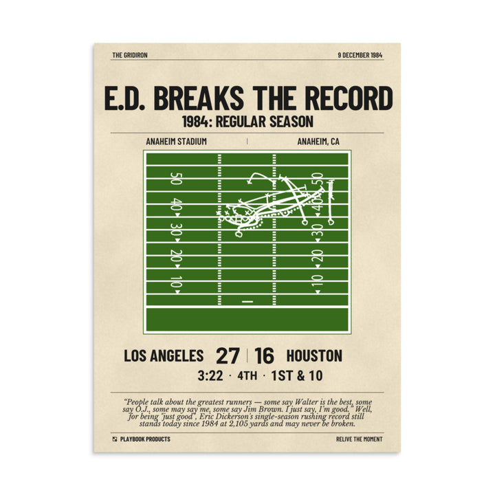 Greatest Los Angeles Rams Plays Poster: E.D. Breaks the Record (1984)