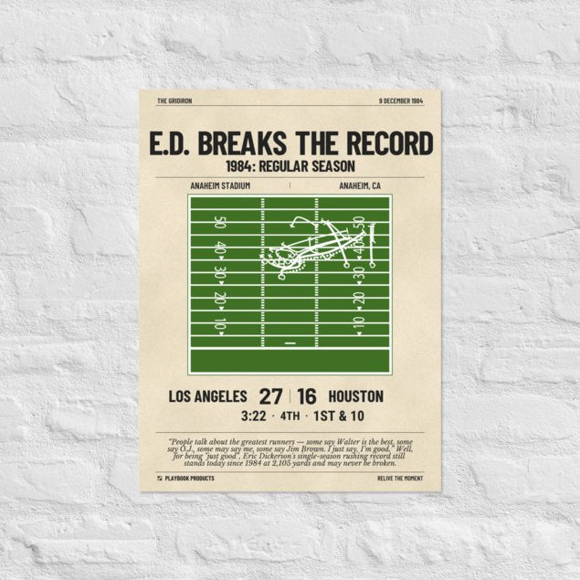 Greatest Los Angeles Rams Plays Poster: E.D. Breaks the Record (1984)