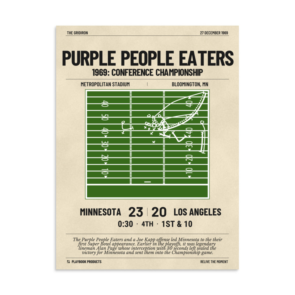 Greatest Minnesota Vikings Plays Poster: Purple People Eaters (1969)