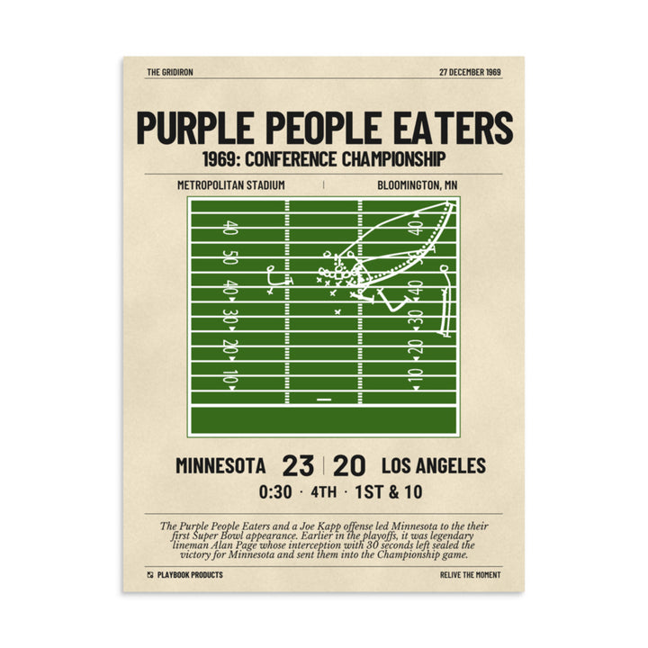 Greatest Minnesota Vikings Plays Poster: Purple People Eaters (1969)