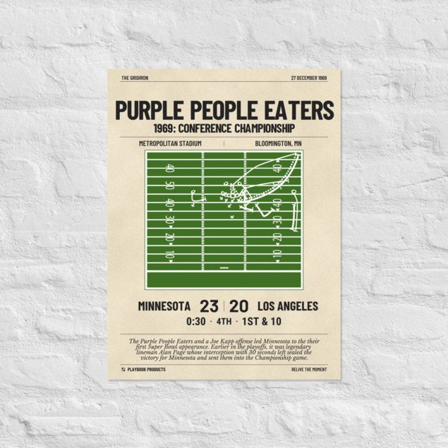 Greatest Minnesota Vikings Plays Poster: Purple People Eaters (1969)