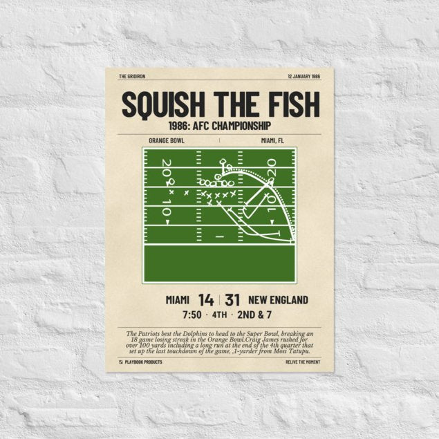 Greatest New England Patriots Plays Poster: Squish the Fish (1986)