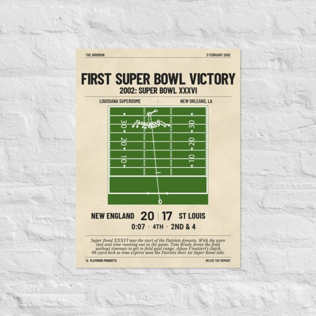 Greatest New England Patriots Plays Poster: First Super Bowl victory (2002)