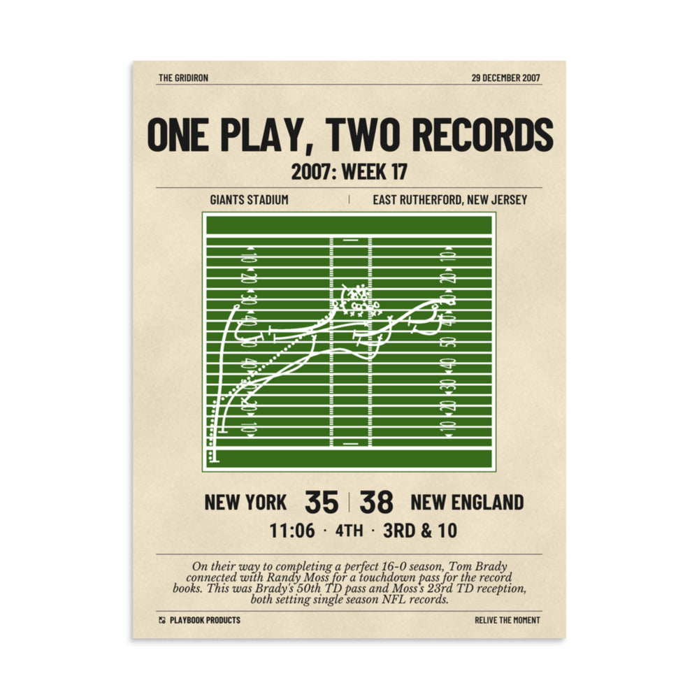 Greatest New England Patriots Plays Poster: One play, two records (2007)