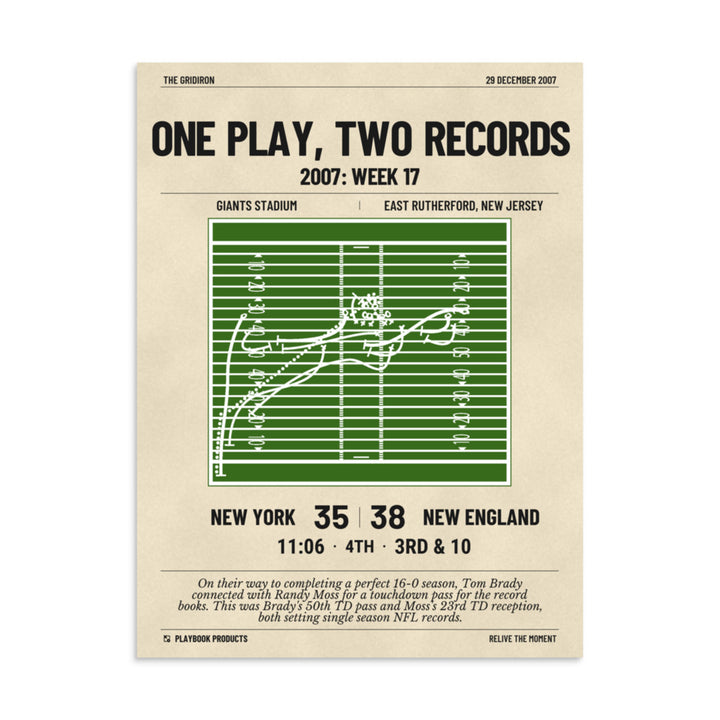 Greatest New England Patriots Plays Poster: One play, two records (2007)