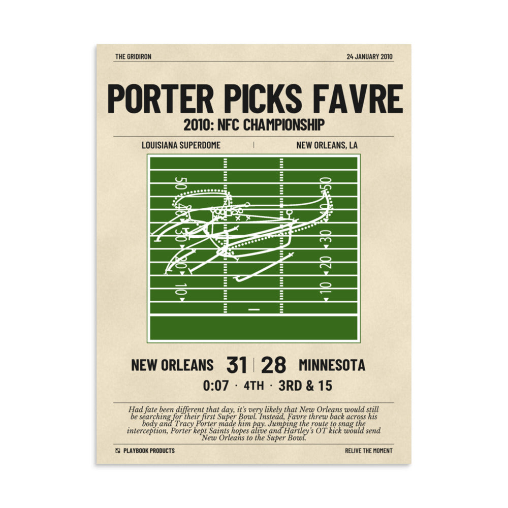 Greatest New Orleans Saints Plays Poster: Porter picks Favre (2010)