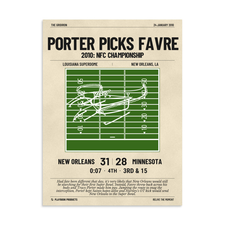 Greatest New Orleans Saints Plays Poster: Porter picks Favre (2010)