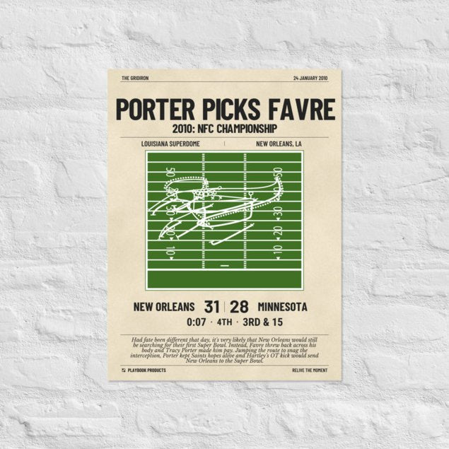 Greatest New Orleans Saints Plays Poster: Porter picks Favre (2010)