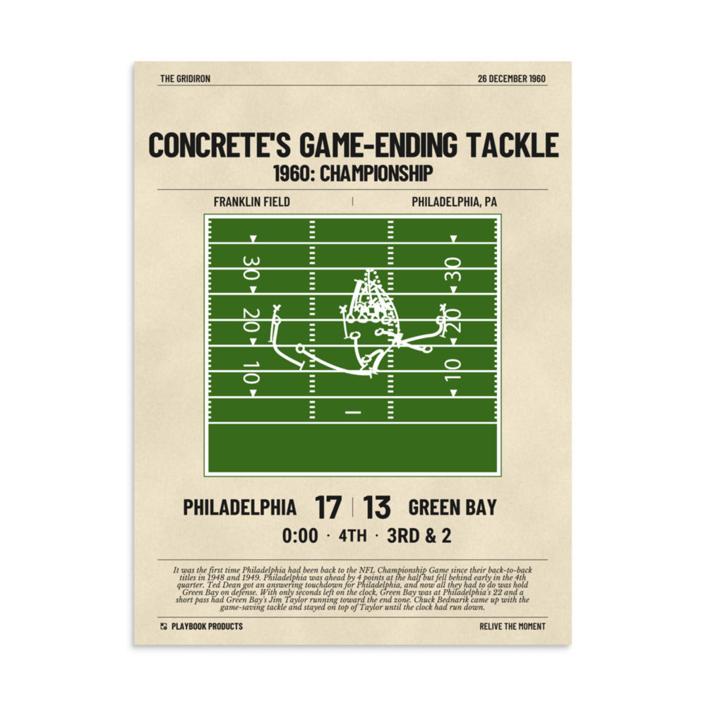 Greatest Philadelphia Eagles Plays Poster: Concrete's game-ending tackle (1960)