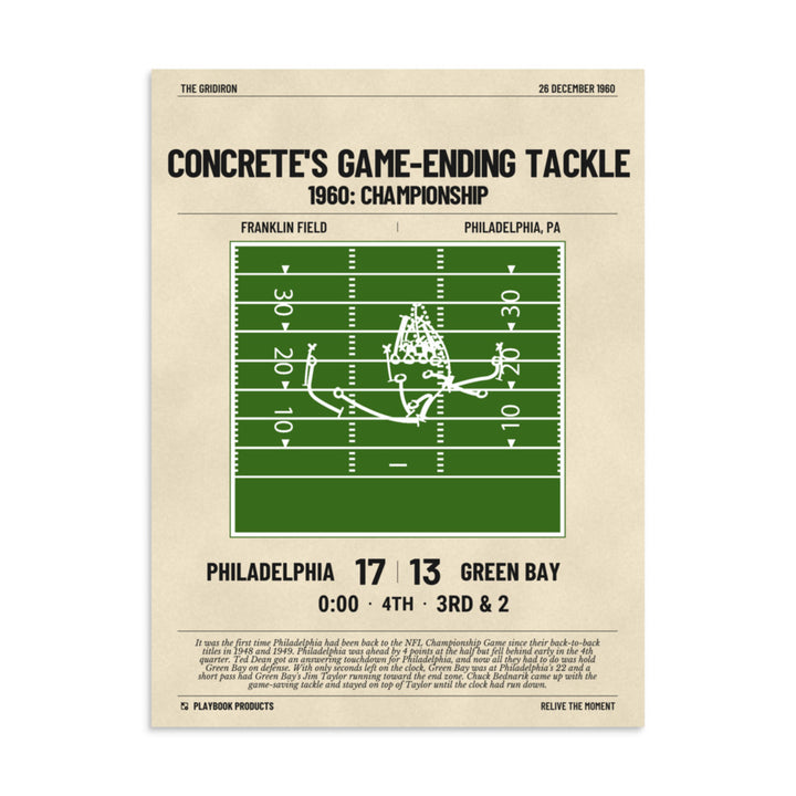 Greatest Philadelphia Eagles Plays Poster: Concrete's game-ending tackle (1960)