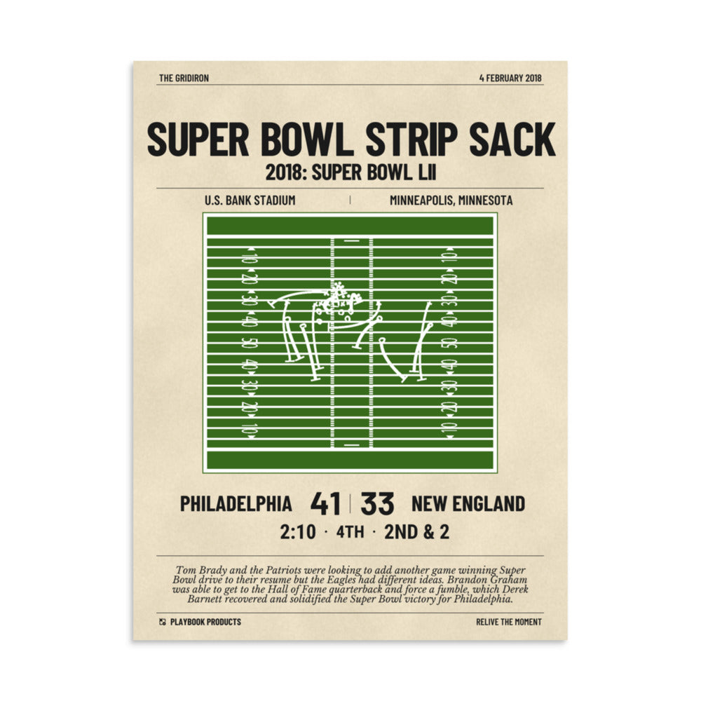 Greatest Philadelphia Eagles Plays Poster: Super Bowl strip sack (2018)