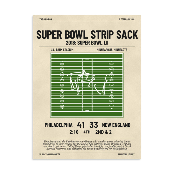 Greatest Philadelphia Eagles Plays Poster: Super Bowl strip sack (2018)