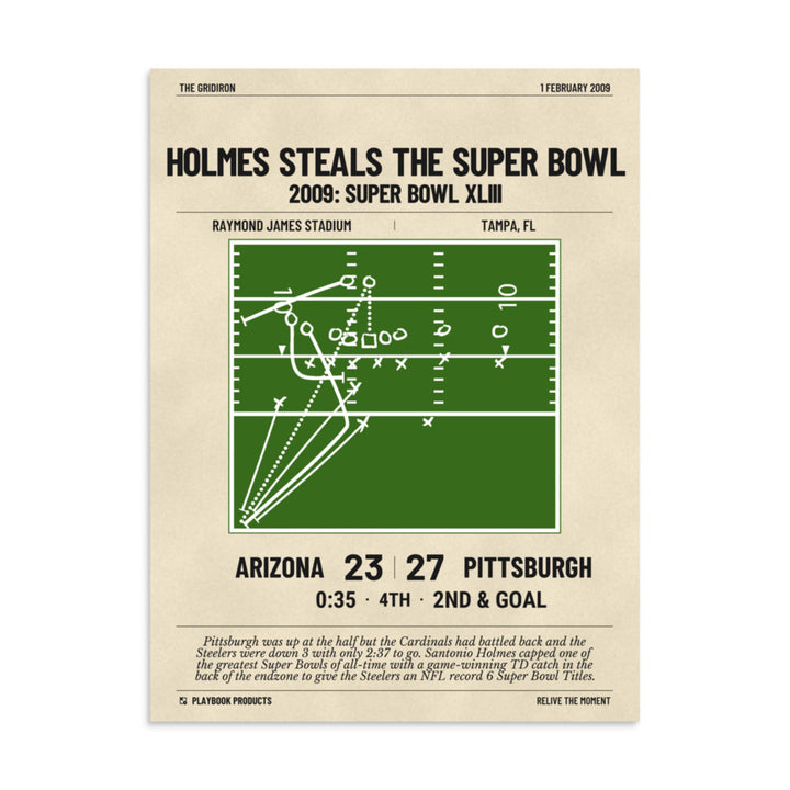 Greatest Pittsburgh Steelers Plays Poster: Holmes steals the Super Bowl (2009)