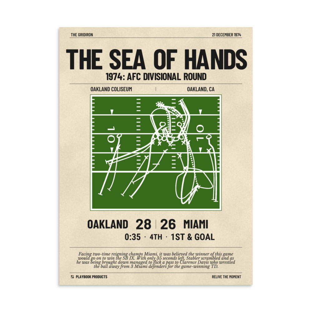 Greatest Oakland Raiders Plays Poster: The Sea of Hands (1974)
