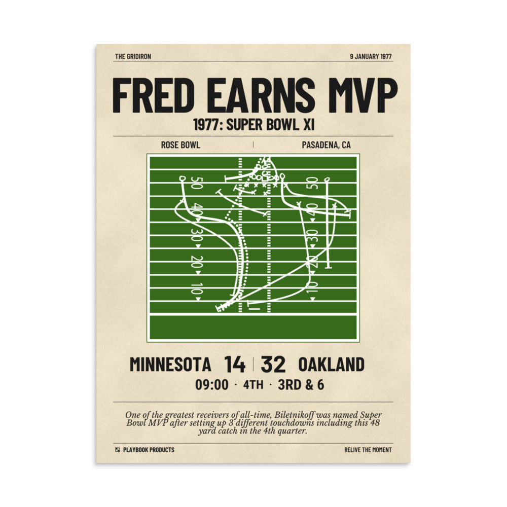 Greatest Oakland Raiders Plays Poster: Fred earns MVP (1977)