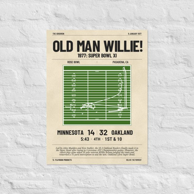Greatest Oakland Raiders Plays Poster: Old Man Willie! (1977)