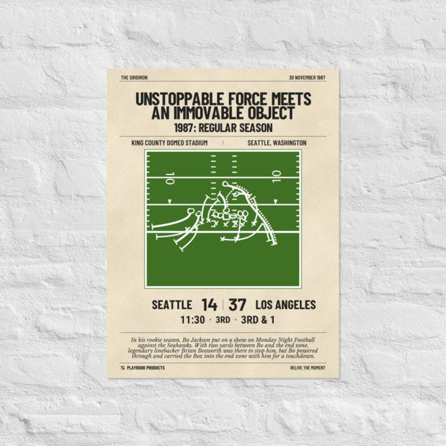 Greatest Oakland Raiders Plays Poster: Unstoppable force meets an immovable object (1987)