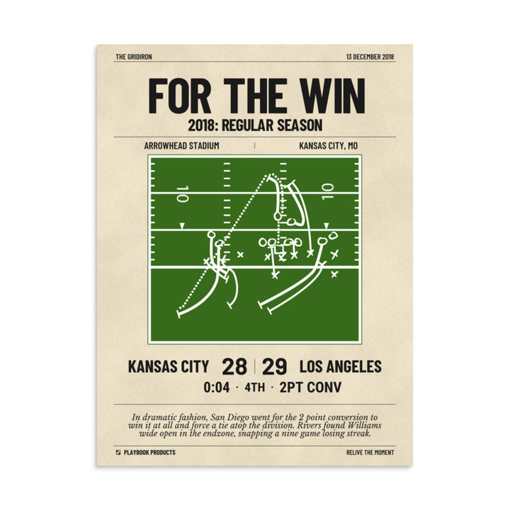 Greatest San Diego Chargers Plays Poster: For the win (2018)