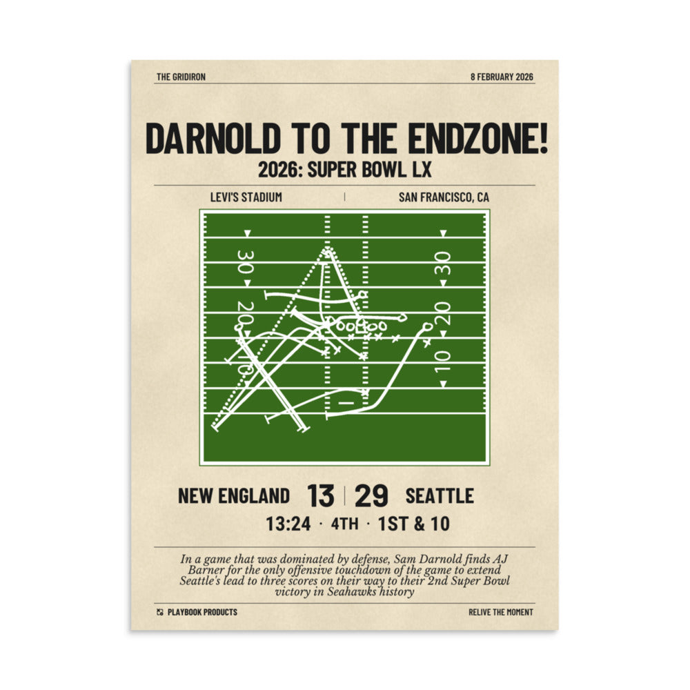 Greatest Seattle Seahawks Plays Poster: Darnold to the Endzone! (2026)