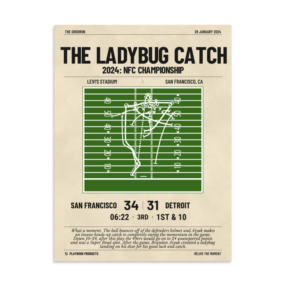 Greatest San Francisco 49ers Plays Poster: The Ladybug Catch (2024)