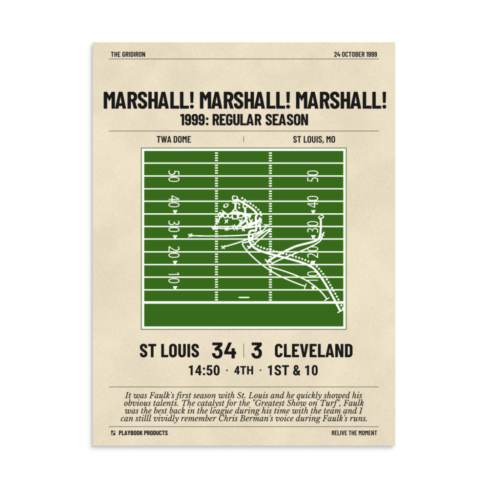 Greatest St. Louis Rams Plays Poster: Marshall! Marshall! Marshall! (1999)