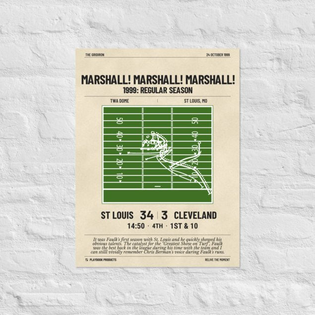 Greatest St. Louis Rams Plays Poster: Marshall! Marshall! Marshall! (1999)