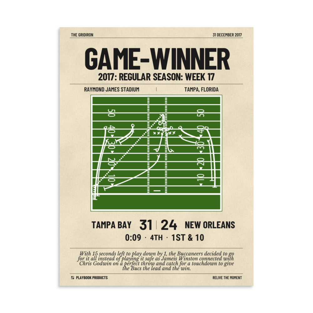 Greatest Tampa Bay Buccaneers Plays Poster: Game-Winner (2017)