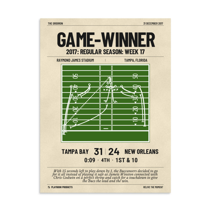 Greatest Tampa Bay Buccaneers Plays Poster: Game-Winner (2017)