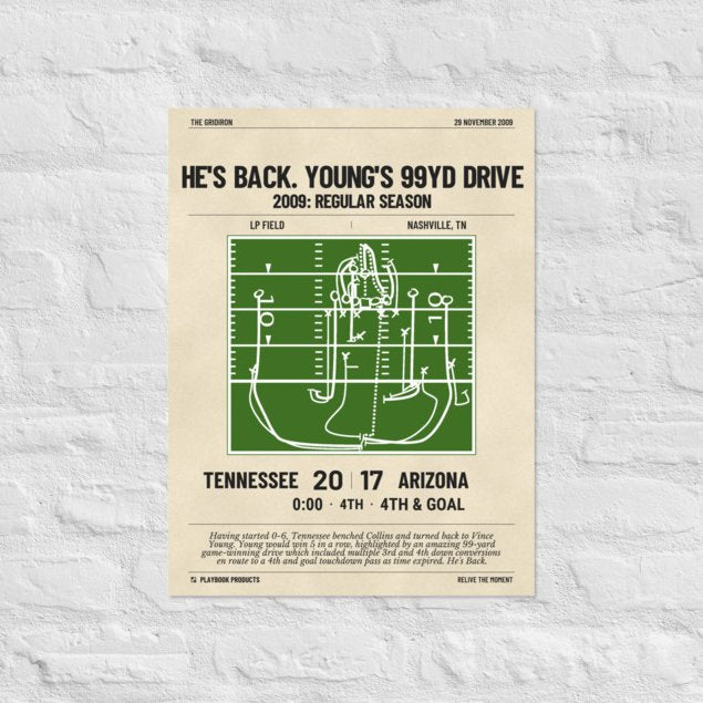 Greatest Tennessee Titans Plays Poster: He's back. Young's 99yd Drive (2009)