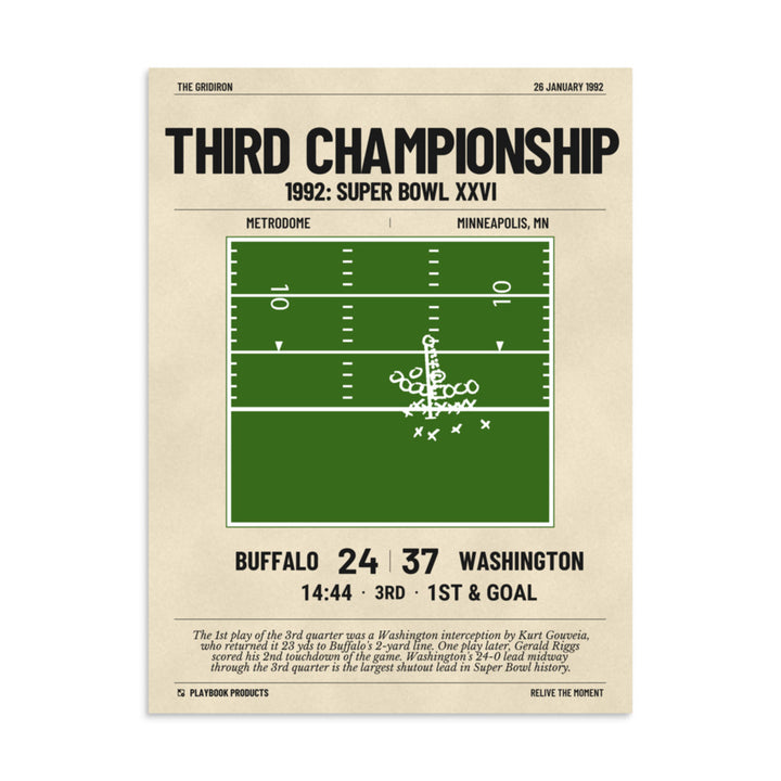 Greatest Washington Commanders Plays Poster: Third Championship (1992)