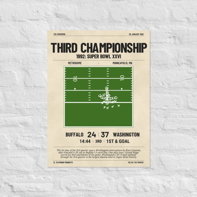 Greatest Washington Commanders Plays Poster: Third Championship (1992)