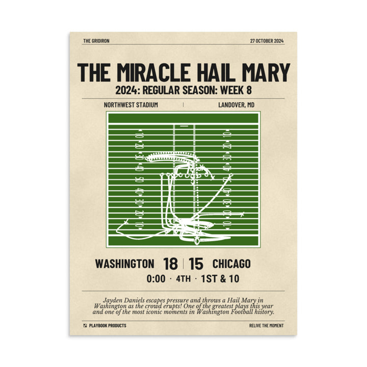 Greatest Washington Commanders Plays Poster: The Miracle Hail Mary (2024)