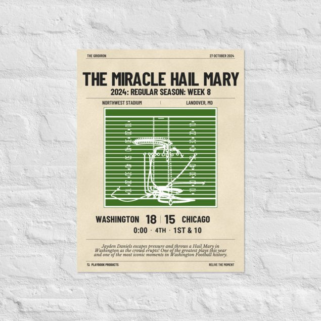 Greatest Washington Commanders Plays Poster: The Miracle Hail Mary (2024)