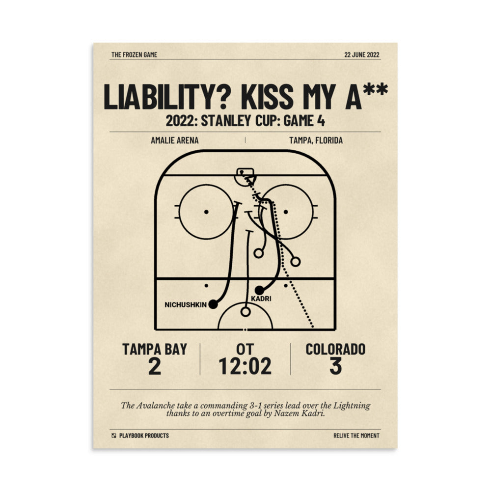 Greatest Colorado Avalanche Goals Poster: Liability? Kiss my a** (2022)