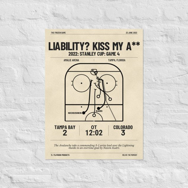 Greatest Colorado Avalanche Goals Poster: Liability? Kiss my a** (2022)