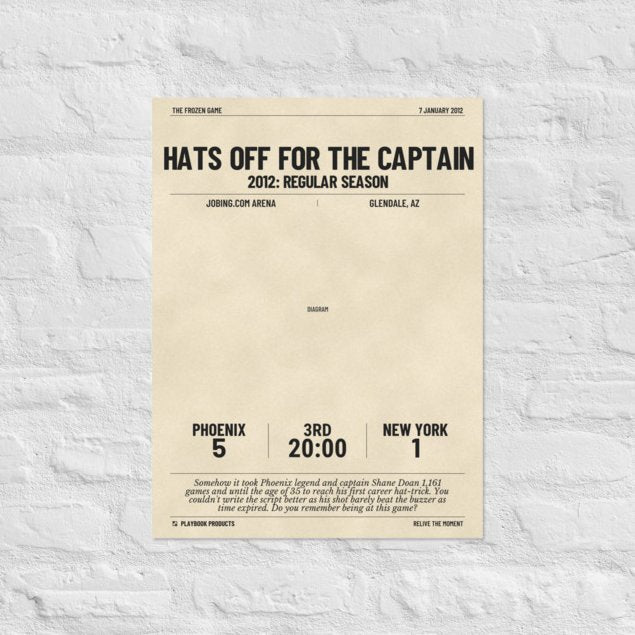 Greatest Phoenix Coyotes Goals Poster: Hats Off for the Captain (2012)