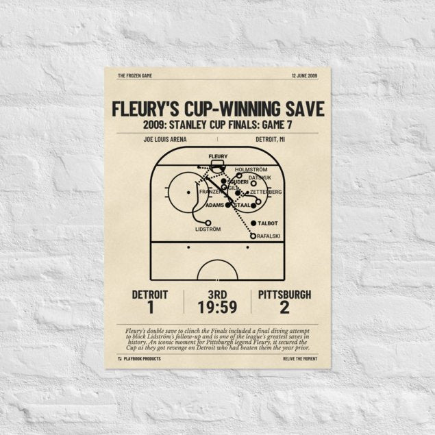 Greatest Pittsburgh Penguins Goals Poster: Fleury's Cup-winning save (2009)