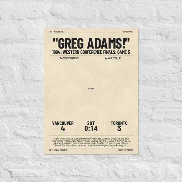 Greatest Vancouver Canucks Goals Poster: "Greg Adams!" (1994)