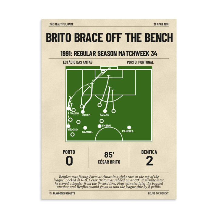 Greatest Benfica Goals Poster: Brito Brace off the Bench (1991)