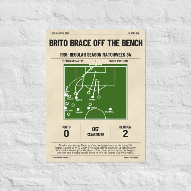 Greatest Benfica Goals Poster: Brito Brace off the Bench (1991)