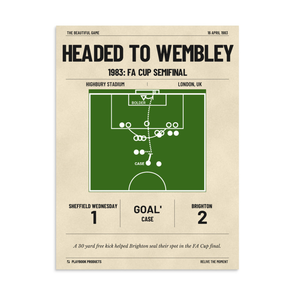 Greatest Brighton & Hove Albion Goals Poster: Headed to Wembley (1983)