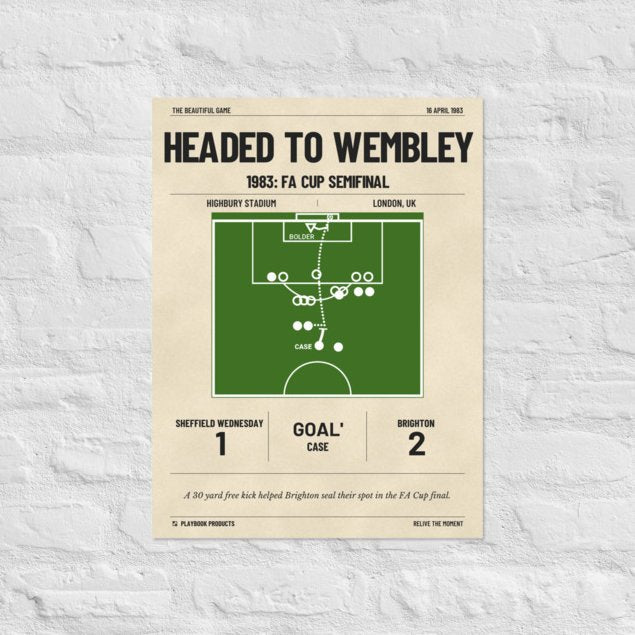 Greatest Brighton & Hove Albion Goals Poster: Headed to Wembley (1983)