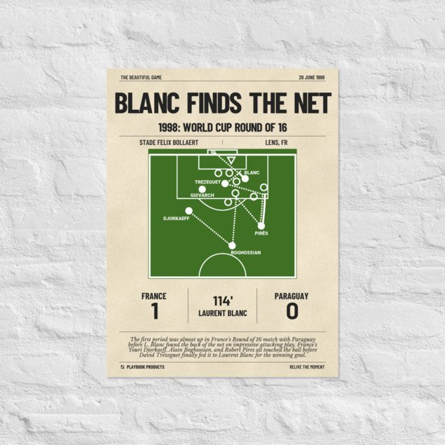 Greatest France National Team Goals Poster: Blanc finds the net (1998)