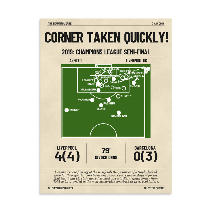 Greatest Liverpool Goals Poster: Corner taken quickly! (2019)
