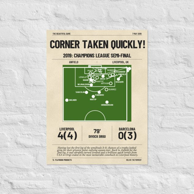 Greatest Liverpool Goals Poster: Corner taken quickly! (2019)