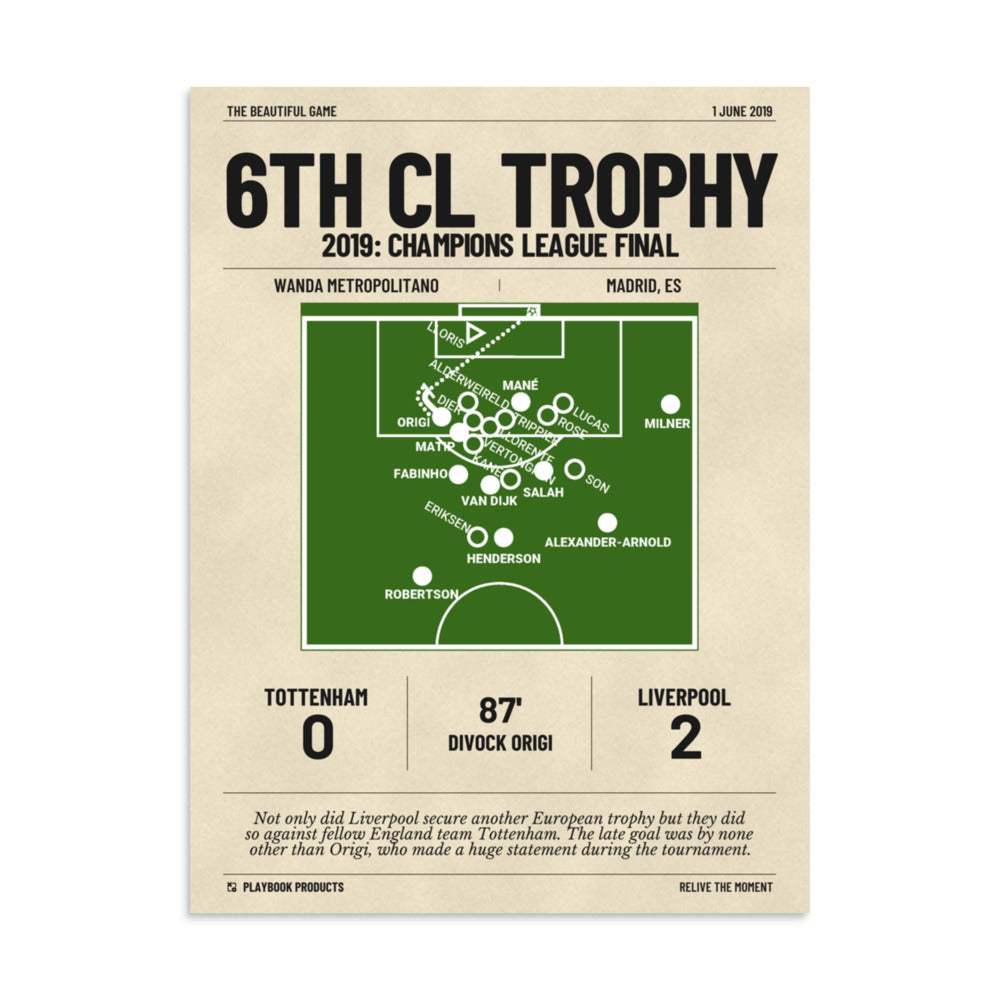 Greatest Liverpool Goals Poster: 6th CL Trophy (2019)