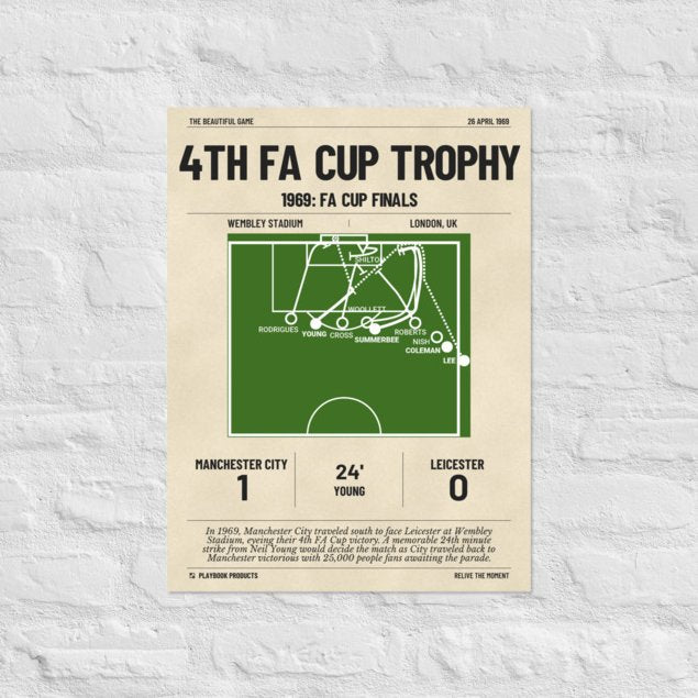 Greatest Manchester City Goals Poster: 4th FA Cup Trophy (1969)