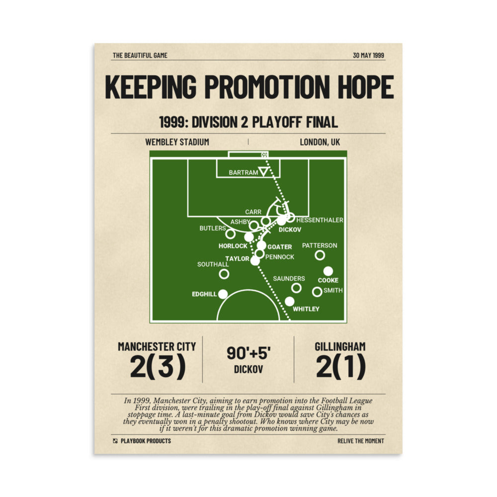 Greatest Manchester City Goals Poster: Keeping Promotion Hope (1999)