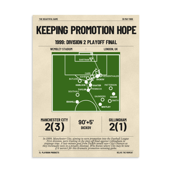 Greatest Manchester City Goals Poster: Keeping Promotion Hope (1999)